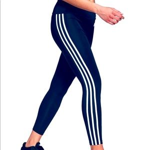 Adidas Three Stripe High-Waisted Legging, Navy - Medium